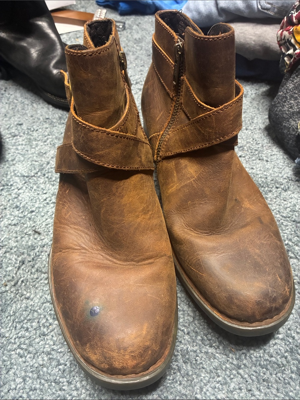 Born Brown Leather Heeled Ankle Boots